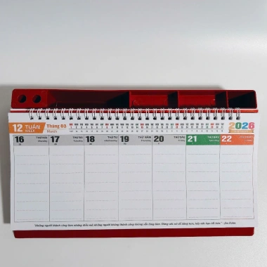 Lịch để bàn 2.026 đế nhựa 13x28cm ngang Ghi kế hoạch làm việc giảm còn 56.000đ