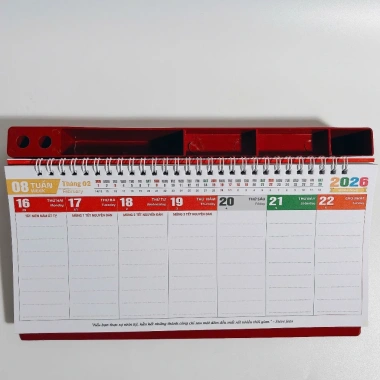 Lịch để bàn 2.026 đế nhựa 13x28cm ngang Ghi kế hoạch làm việc giảm còn 56.000đ