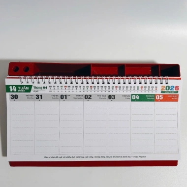 Lịch để bàn 2.026 đế nhựa 13x28cm ngang Ghi kế hoạch làm việc giảm còn 56.000đ