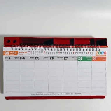 Lịch để bàn 2.026 đế nhựa 13x28cm ngang Ghi kế hoạch làm việc giảm còn 56.000đ