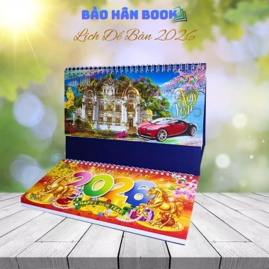 Lịch để bàn 2.026 ngày âm 52 tuần - In đẹp, form cứng cáp, chủ đề ngẫu nhiên Bảo Hân Books - 50.000₫