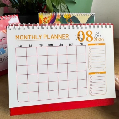 Lịch để bàn chữ A Tết Việt 2.026 16x21cm 1 mặt ghi kế hoạch 1 mặt ngày tháng In Song Phước 72.500đ 5