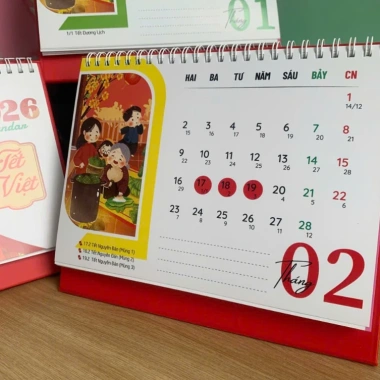 Lịch để bàn chữ A Tết Việt 2.026 16x21cm 1 mặt ghi kế hoạch 1 mặt ngày tháng In Song Phước 72.500đ 7