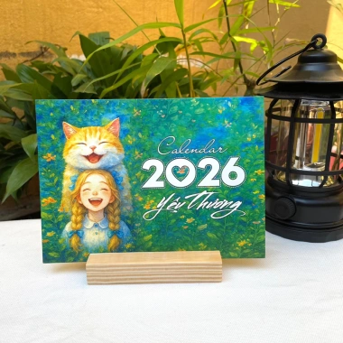 Lịch để bàn đế gỗ 2.026 - Âm Dương, Thư Pháp Làng Mai, Mèo, Cún, Tâm Lành - 39.000 VNĐ