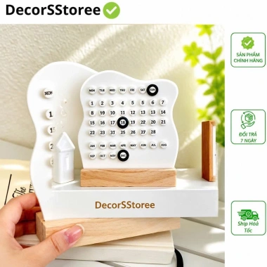 Lịch để bàn gỗ hiển thị ngày tháng - Đế tháo rời, 3 nhẫn tròn, bền bỉ 6 Lịch để bàn gỗ hiển thị ngày tháng - Đế tháo rời, 3 nhẫn tròn, bền bỉ 6
