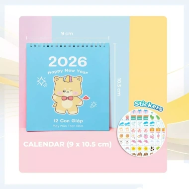 Lịch để bàn mini 2.026 bộ 5 chủ đề đáng yêu + note và sticker trang trí - Giá ưu đãi 14.300₫