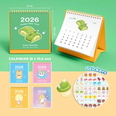 Lịch để bàn mini 2.026 bộ 5 chủ đề đáng yêu + note và sticker trang trí - Giá ưu đãi 14.300₫