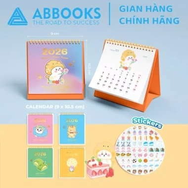 Lịch Để Bàn Mini 2.026 MEOW TIME Mèo Dễ Thương + Note Sticker - Giá 14.300 VNĐ - ABBOOKS