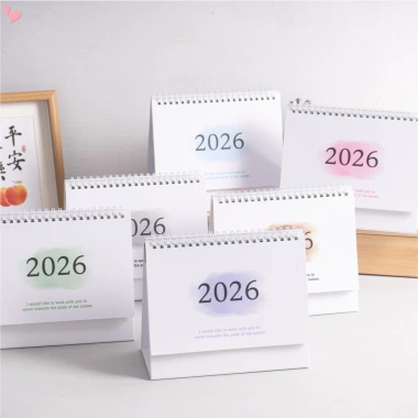 Lịch để bàn nhỏ 2.025-2.026 lật đứng, chạy 7/2.025-12/2.026, danh sách việc cần làm & ghi chú, dây buộc kim loại