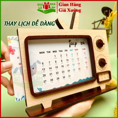 Lịch Để Bàn Tivi Gỗ 2.026 Retro Decor QUAGONHALAM - Trang Trí Bàn Làm Việc, Quà Tết Độc Đáo, Giá 154.500₫ 8