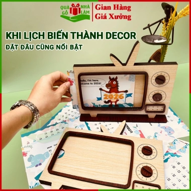 Lịch Để Bàn Tivi Gỗ 2.026 Retro Decor QUAGONHALAM - Trang Trí Bàn Làm Việc, Quà Tết Độc Đáo, Giá 154.500₫ 9