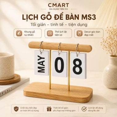 Lịch Để Bàn Văn Phòng Gỗ Thủ Công MS3 - Thiết Kế Hiện Đại Tối Giản, Giá 54.000₫