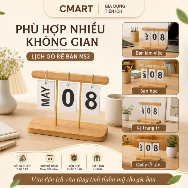 Lịch Để Bàn Văn Phòng Gỗ Thủ Công MS3 - Thiết Kế Hiện Đại Tối Giản, Giá 54.000₫