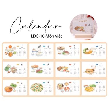 Lịch Đế Gỗ 2.026 - Thiết Kế Món Ăn Việt Nam, Giá Ưu Đãi 70.000₫, Bảo Hành 1 Năm