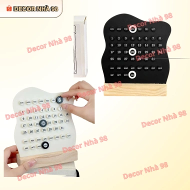 Lịch Đế Gỗ HT8.001 - Bàn Xoay Tròn Decor, Đánh Dấu Ngày Tháng, Phù Hợp Bàn Học và Làm Việc, Giá 120k