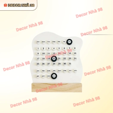 Lịch Đế Gỗ HT8.001 - Bàn Xoay Tròn Decor, Đánh Dấu Ngày Tháng, Phù Hợp Bàn Học và Làm Việc, Giá 120k