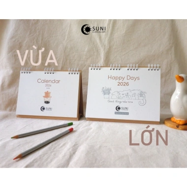Lịch để lò xo 2.026 thiết kế tối giản - Giá ưu đãi 74.620 VND, phong cách hiện đại