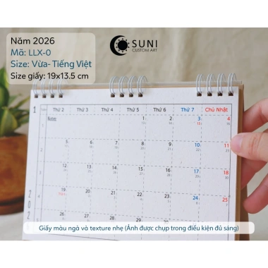 Lịch để lò xo 2.026 thiết kế tối giản - Giá ưu đãi 74.620 VND, phong cách hiện đại
