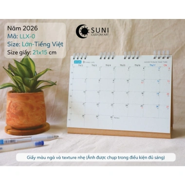 Lịch để lò xo 2.026 thiết kế tối giản - Giá ưu đãi 74.620 VND, phong cách hiện đại