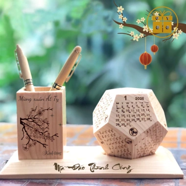 Lịch Gỗ Đa Giác 12 Mặt 2.026 Khắc Theo Yêu Cầu - Quà Tết Sếp, Khách Hàng, Người Thân - 139k