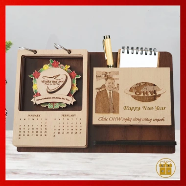 Lịch Gỗ để Bàn Khắc Tên Logo - Quà Tết Doanh Nghiệp Cao Cấp, Giảm Giá 199k 8