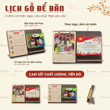 Lịch Gỗ Để Bàn Làm Tết Năm Mới - Gỗ Công Nghiệp Đa Kiểu Dáng, Giá 145.000đ