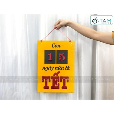 Lịch gỗ nhẹ Sơn thủ công Đếm ngày đến Tết 30x42cm - Thiết kế độc đáo LICH-03