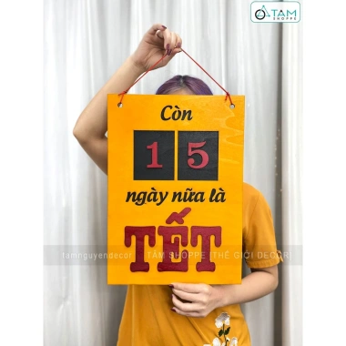 Lịch gỗ nhẹ Sơn thủ công Đếm ngày đến Tết 30x42cm - Thiết kế độc đáo LICH-03 2