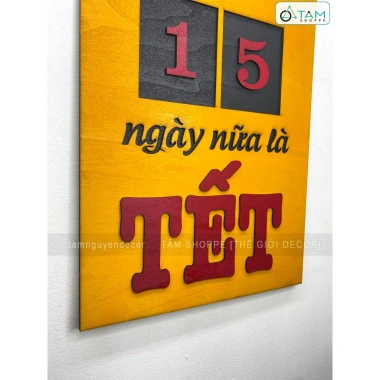 Lịch gỗ nhẹ Sơn thủ công Đếm ngày đến Tết 30x42cm - Thiết kế độc đáo LICH-03 5