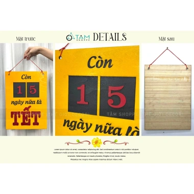 Lịch gỗ nhẹ Sơn thủ công Đếm ngày đến Tết 30x42cm - Thiết kế độc đáo LICH-03 8