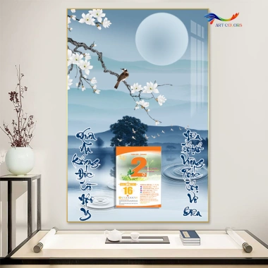Lịch Gỗ Treo Tường 9mm Bo Viền 2.026 Thủy Mặc 40x60cm Kèm Bloc - ART COLORS