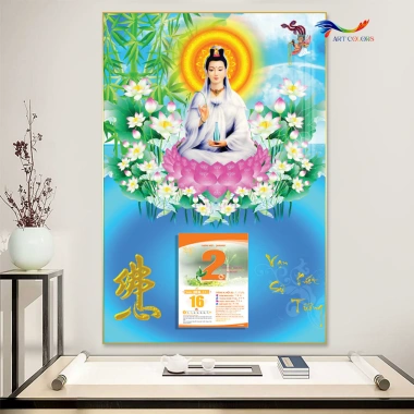 Lịch Gỗ Treo Tường 9mm Bo Viền 40x60cm - Lịch Tết Tráng Gương 2.026 Phật Giáo kèm Bloc ART COLORS 3 Lịch Gỗ Treo Tường 9mm Bo Viền 40x60cm - Lịch Tết Tráng Gương 2.026 Phật Giáo kèm Bloc ART COLORS 3