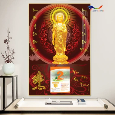 Lịch Gỗ Treo Tường 9mm Bo Viền 40x60cm - Lịch Tết Tráng Gương 2.026 Phật Giáo kèm Bloc ART COLORS 4 Lịch Gỗ Treo Tường 9mm Bo Viền 40x60cm - Lịch Tết Tráng Gương 2.026 Phật Giáo kèm Bloc ART COLORS 4