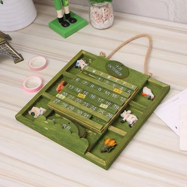 Lịch gỗ treo tường phong cách retro - Đẹp sắc nét, tặng móc treo, dây thừng và đinh gắn tường - Giá ưu đãi 137.000₫