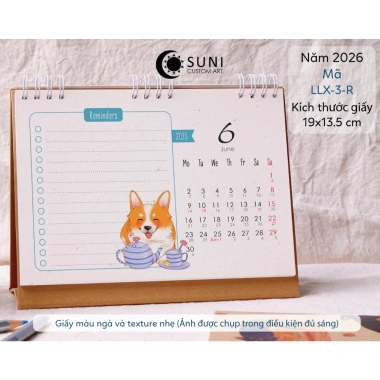Lịch Lò Xo 2.026 Minh Hoạ Corgi và Reminders Giá ưu đãi 88k tại Sunicustomart
