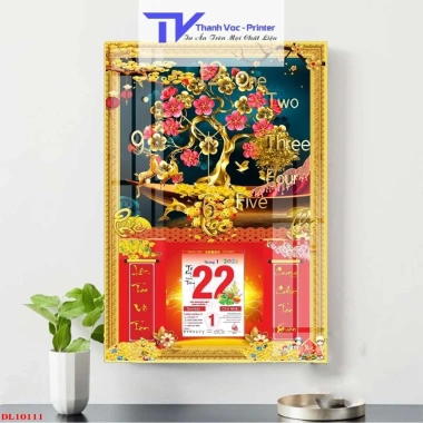Lịch Tết 2.023 Cây Đồng Tiền và Hoa Mai 40x60cm Độ Dày 10mm - Giá Ưu Đãi 260.000 4