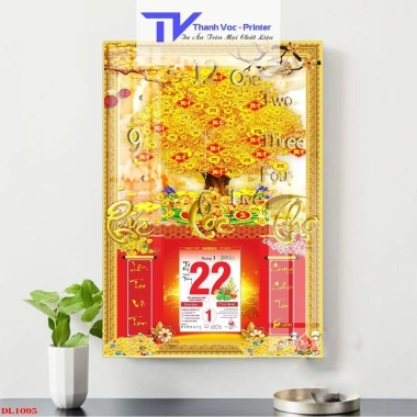 Lịch Tết 2.023 Cây Đồng Tiền và Hoa Mai 40x60cm Độ dày 10mm Giá ưu đãi 260.000 VNĐ
