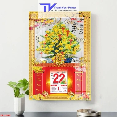 Lịch Tết 2.023 Cây Đồng Tiền và Hoa Mai 40x60cm Độ dày 10mm Giá ưu đãi 260.000 VNĐ