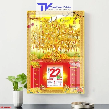 Lịch Tết 2.023 Cây Đồng Tiền và Hoa Mai 40x60cm Độ dày 10mm Giá ưu đãi 260.000 VNĐ