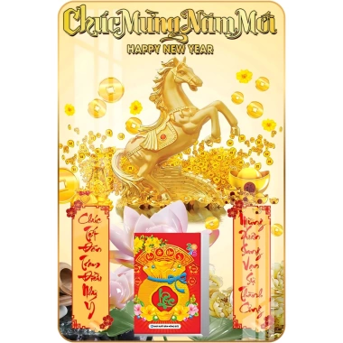 LỊCH TẾT 2.026 6 Mẫu Ngựa Vàng Treo Tường Laminate Tráng Gương 40x60 cm 224k