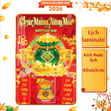 Lịch Tết 2.026 7 Mẫu Túi Tài Lộc Treo Tường Laminate Tráng Gương 40x60 cm Giá 224k