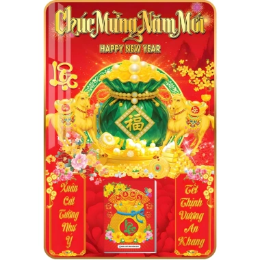 Lịch Tết 2.026 7 Mẫu Túi Tài Lộc Treo Tường Laminate Tráng Gương 40x60 cm Giá 224k