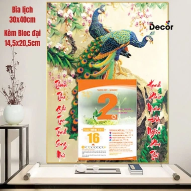 Lịch Tết 2.026 Bìa Bính Ngọ 30x40cm 9mm Viền Vàng, tặng Bloc Đại 14.5x20.5cm - 144k