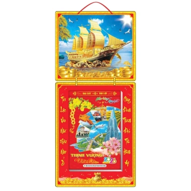 Lịch Tết 2.026 bìa gấp giữa 30x65cm in UV tráng gương cao cấp kèm bloc đại 20x30cm - Giá chỉ 225.000đ