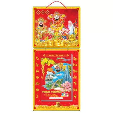 Lịch Tết 2.026 bìa gấp giữa 30x65cm in UV tráng gương cao cấp kèm bloc đại 20x30cm - Giá chỉ 225.000đ