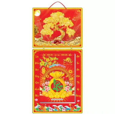 Lịch Tết 2.026 bìa gấp giữa 35x73cm in UV tráng gương cao cấp, bloc đại 25x35cm - Giá chỉ 300.000đ