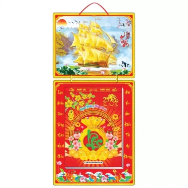 Lịch Tết 2.026 bìa gấp giữa 35x73cm in UV tráng gương cao cấp, bloc đại 25x35cm - Giá chỉ 300.000đ