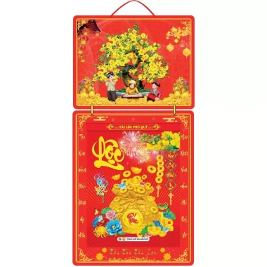 Lịch Tết 2.026 bìa gấp giữa KT 39x79cm tráng gương, bọc viền, kèm bloc 30x40 mẫu 01 – Giá 412.500 VND