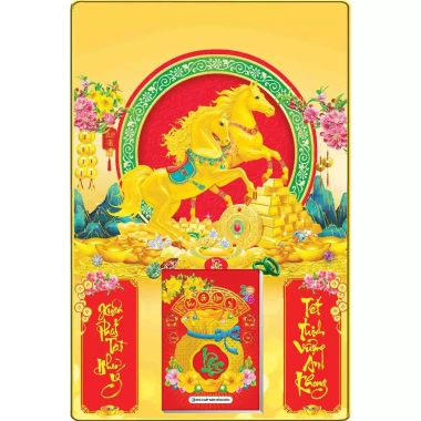 Lịch Tết 2.026 bìa gỗ Mã Đáo Thành Công 04 kt 40x60cm + bloc 14.5×20.5cm - Giá ưu đãi 187.500₫
