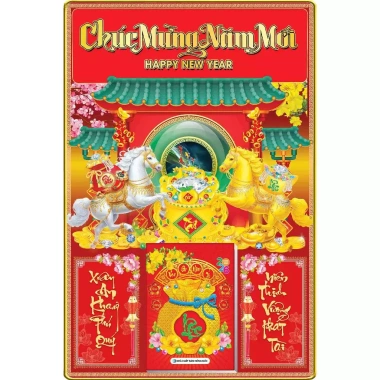 Lịch Tết 2.026 bìa gỗ tráng gương viền Mã Đáo Thành Công 05 kt 40x60cm bloc 14.5x20.5cm Giá ưu đãi 187.500 VND